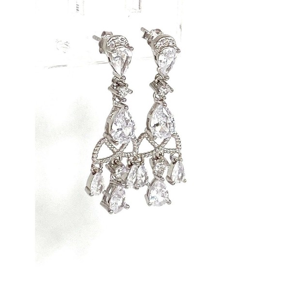 Bella Luce Earrings Dangles Drops Cubic Zirconia 925 Rhodium Plating JTV - Picture 1 of 13